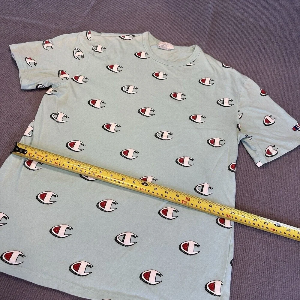 Champion Men's Short‎ Sleeve Large 100% Cotton Vintage All Over Print - Picture 6 of 6